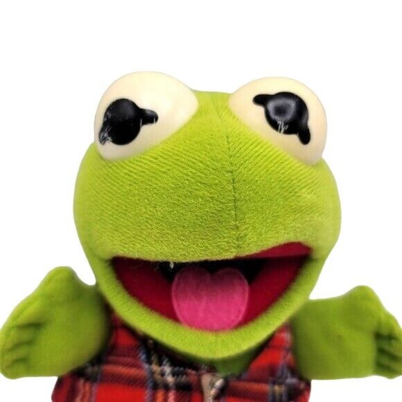 VTG Muppet Babies Kermit Plush Green 8" Red Plaid Vest 1987 Henson Associates - Picture 2 of 9
